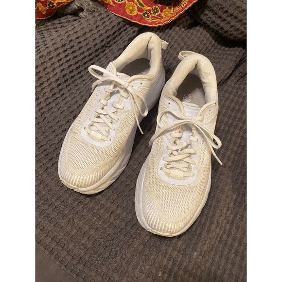 Hokas One One Bondi 7 Men's White Running Shoes Sneakers Size 8.5 - Picture 1 of 7